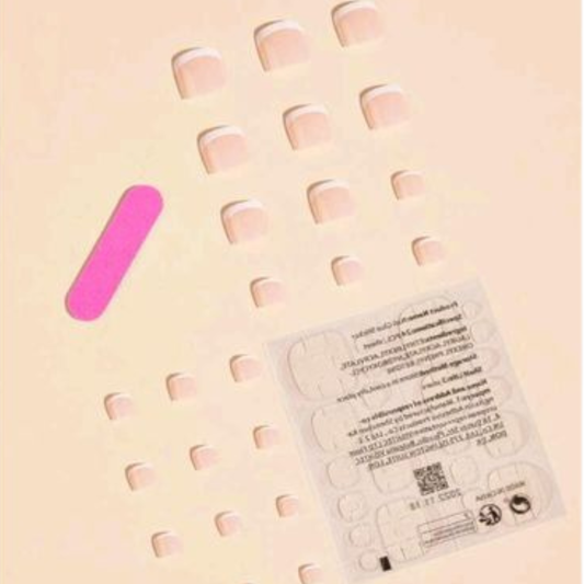 Faux ongles pieds french nude – Kit 24 pièces