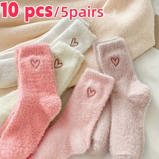 5 Paires Chaussettes Motif Cœur