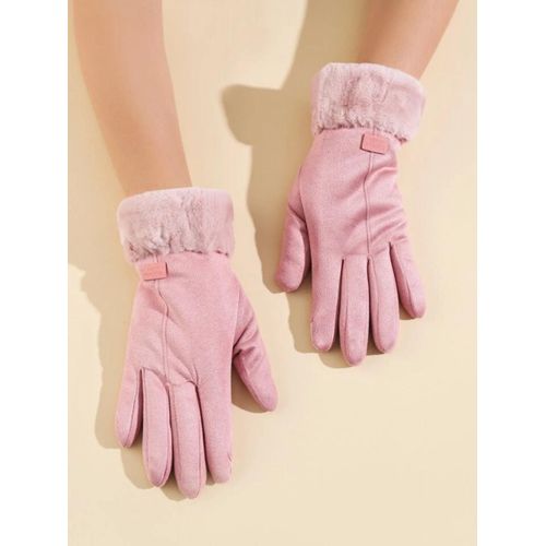 Warm Pink Faux Fur Gloves