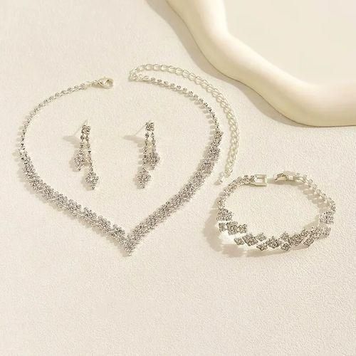 Bridal Jewelry in Crystal, Silver, Earrings, Necklace and Bracelet