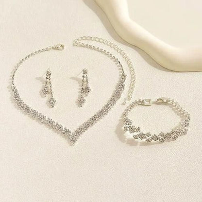 Bridal Jewelry in Crystal, Silver, Earrings, Necklace and Bracelet