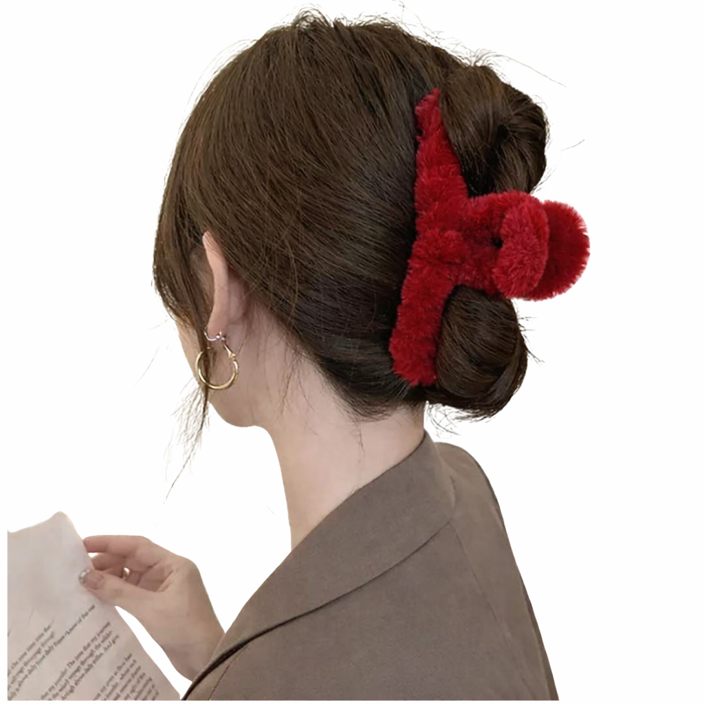 Pince à cheveux en peluche Rouge