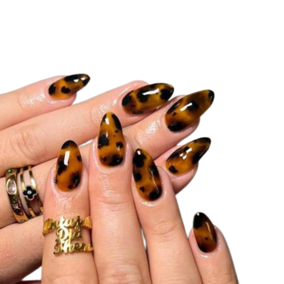 Faux ongles Leopard, Boite de 24 Pièces avec 1 gel gelée et 1 lime à ongles