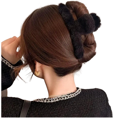 Pince à cheveux en peluche noire