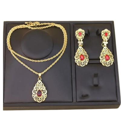 Parure bijoux mariage dorée – collier et boucles d’oreilles élégants