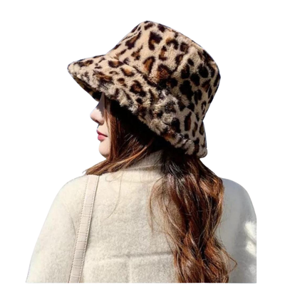 Chapeau d'Hiver en Peluche Léopard