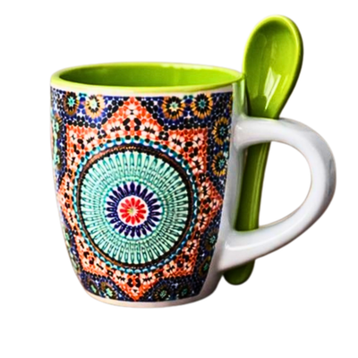 Mini Tasse Motif Traditionnel 80ml avec Cuillère