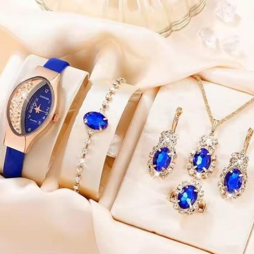 Ensemble Montre Femme 6 Pièces Bleu