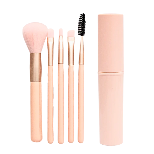 Set de 5 Pinceaux Cosmétiques avec Boîte de Rangement