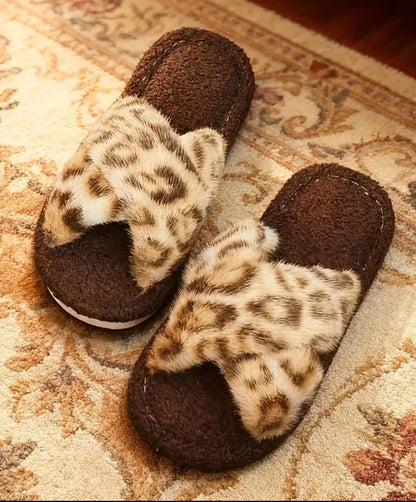 Women's Winter Plush Slippers, Warm Soft Fabric House Shoes