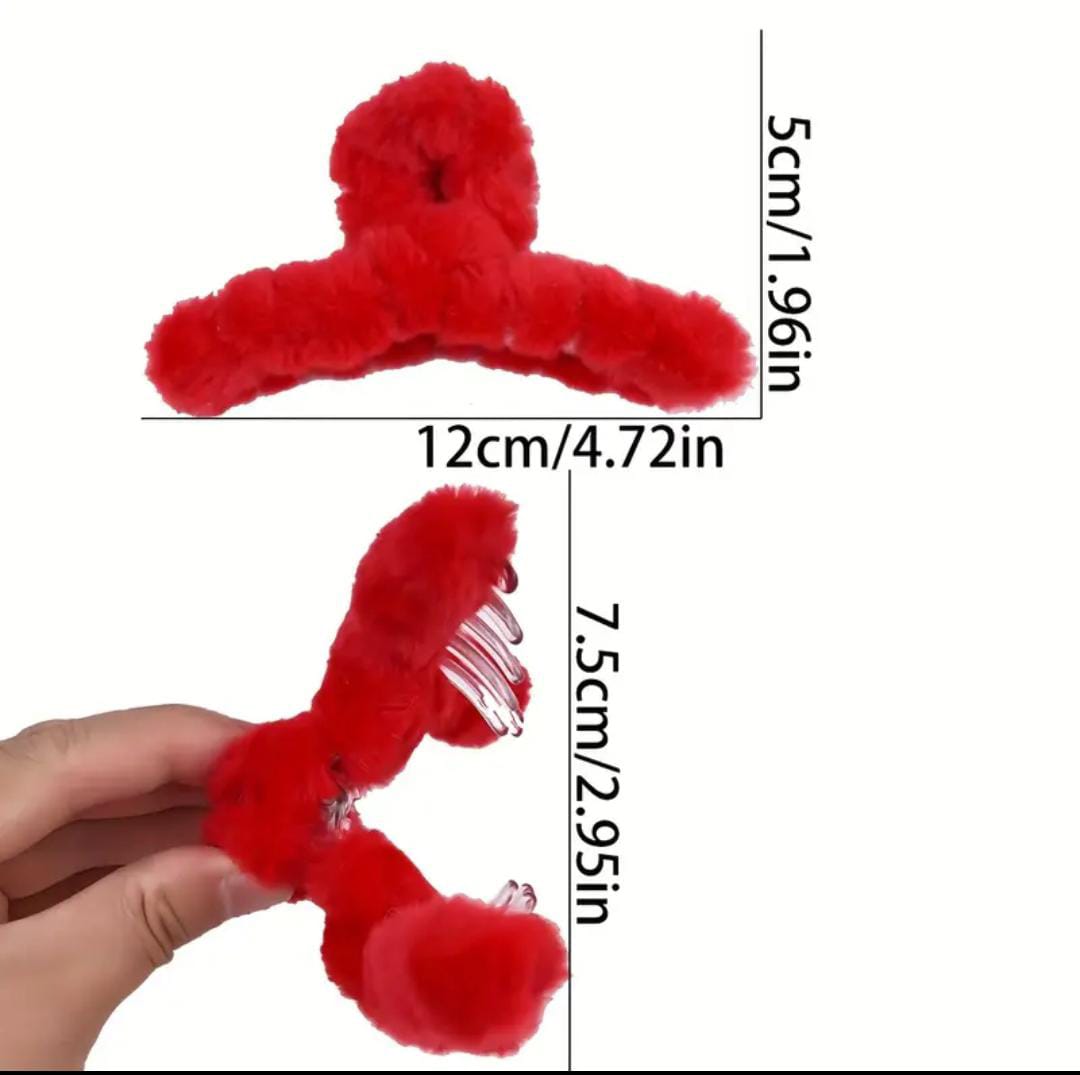 Pince à cheveux en peluche Rouge