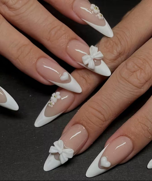 Faux ongles Blanc Avec Strass, 24 Pièces