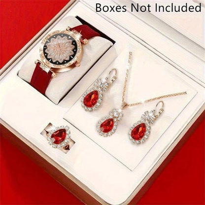 Women's Red 5-Piece Watch Set