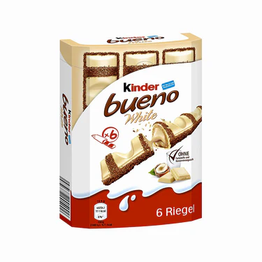 6 Kinder Bueno White Chocolate Wafer Bars 117g