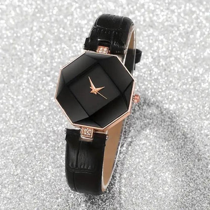 Montre Chic en Cuir Noir