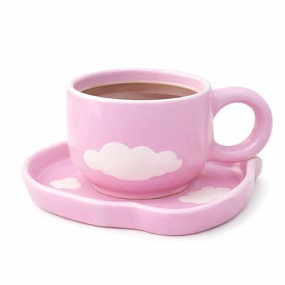 Tasse en Céramique Rose avec Soucoupe