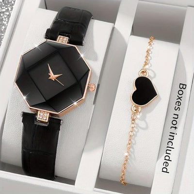 Montre Chic en Cuir Noir