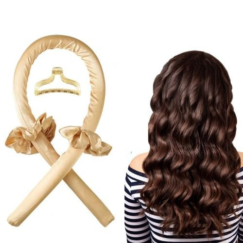 4Pcs Bigoudis Sans Chaleur en Soie Beige