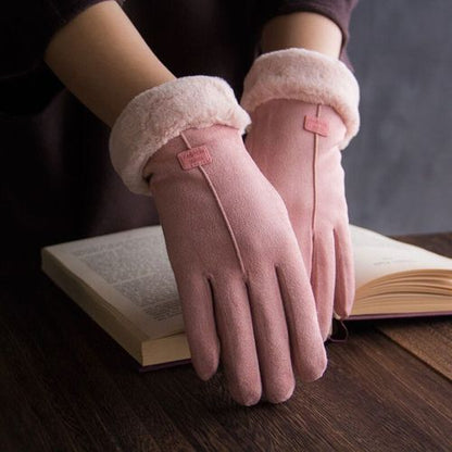 Warm Pink Faux Fur Gloves