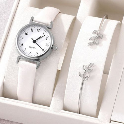 Montre Chic en Cuir Blanc