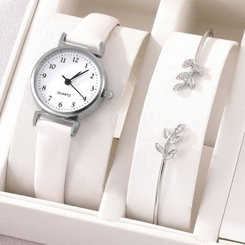 Montre Chic en Cuir Blanc