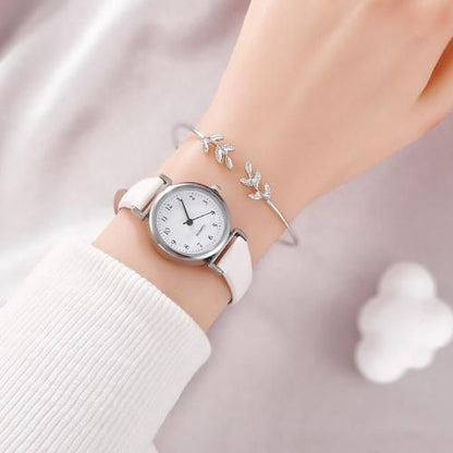 Montre Chic en Cuir Blanc