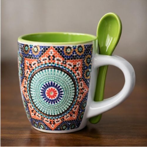 Mini Tasse Motif Traditionnel 80ml avec Cuillère