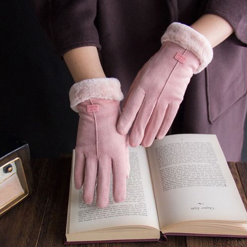 Warm Pink Faux Fur Gloves