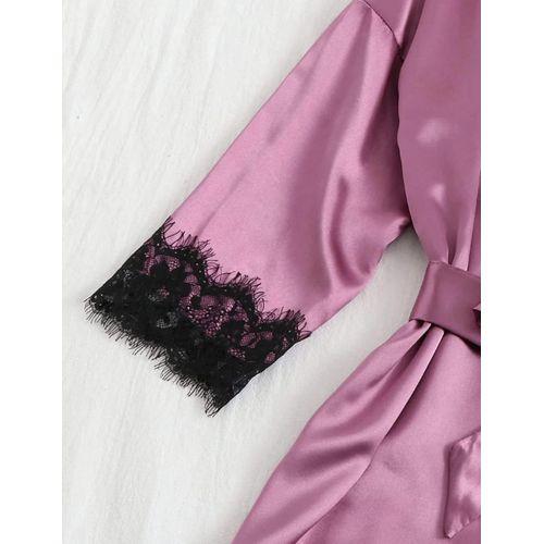 Pyjama / Peignoir 4 Pièces en Satin Doux