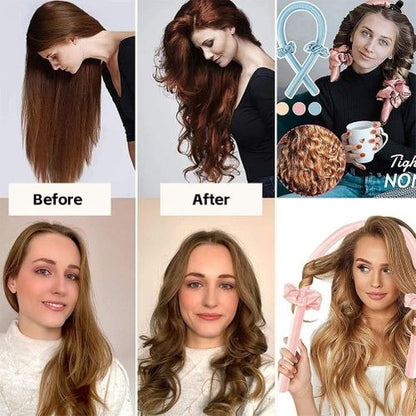 4Pcs Bigoudis Sans Chaleur en Soie Beige