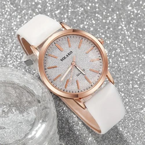 White Quartz Watch with 4 Accessories