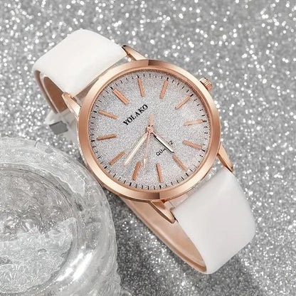White Quartz Watch with 4 Accessories