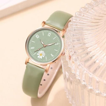 Stylish Leather Watch with Green Strap