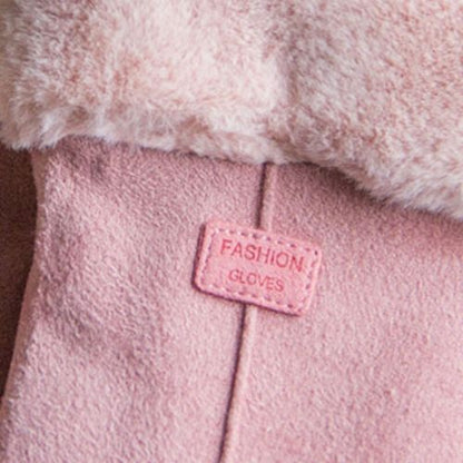 Warm Pink Faux Fur Gloves