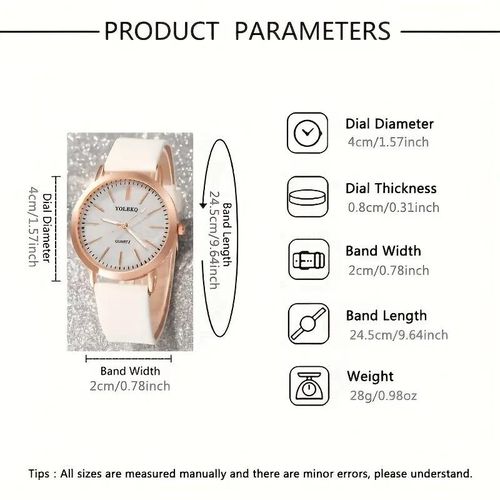 White Quartz Watch with 4 Accessories