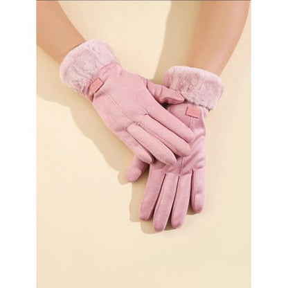 Warm Pink Faux Fur Gloves